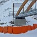Bridge over piste Cairn, Val Thorens, Savoie, France