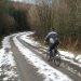 Rejoined the forestry trail and crossed the tarmac road near Llanwonno. This shaded section still has snow on the ground.